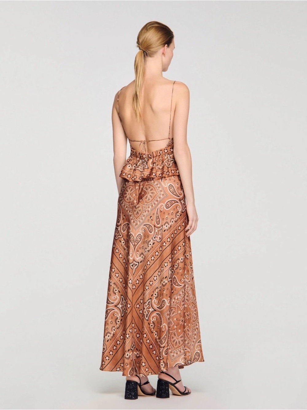 SANDRO Bandana Print Maxi Dress- Size FR 40 US 8 - Picture 2 of 3
